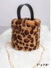 Leopard Print Plush Bucket Bag